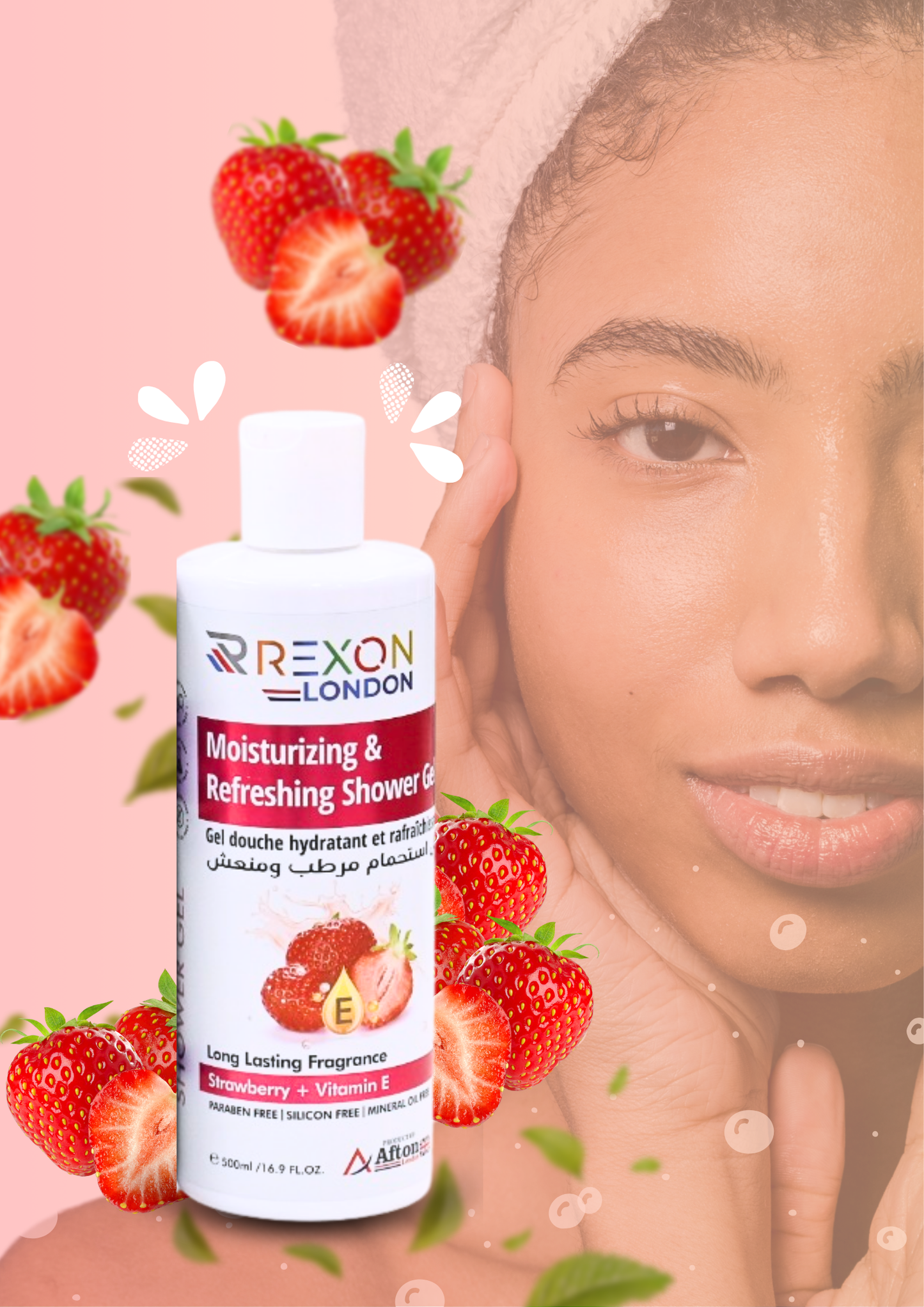 Moisturizing & Refreshing Shower Gel-Strawberry & Vitamin E